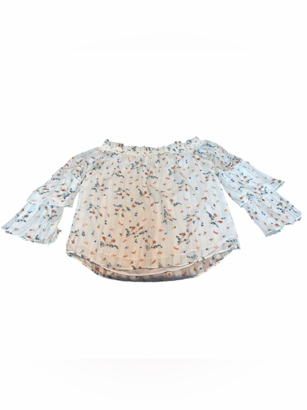 Cottagecore Boho WAYF Floral Off Shoulder Ruffle Sleeve Blouse Size M